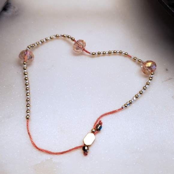 Elegant Pullstring Bracelet in Pinks and Golds - Picture 4 of 7